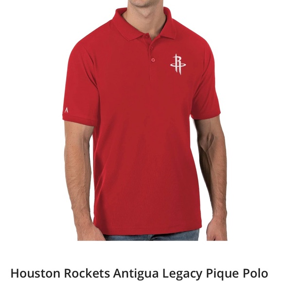 Houston Rockets Antigua Legacy Pique Polo - Red - Picture 1 of 7